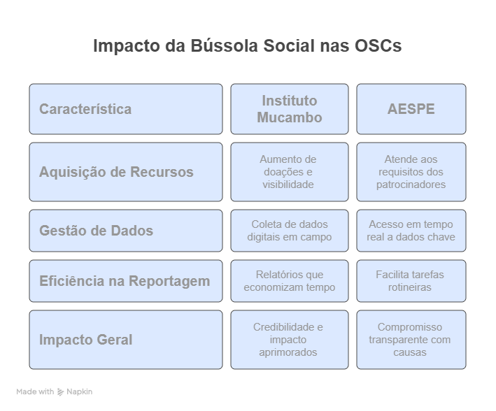 Impacto do Uso do Software da Bússola de Gestão de ONGs nas OSCs Instituto Mucambo e AESPE